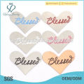 Moda de aço inoxidável esmalte azul / rosa / preto / branco cor Abençoado carta coração placas jóias